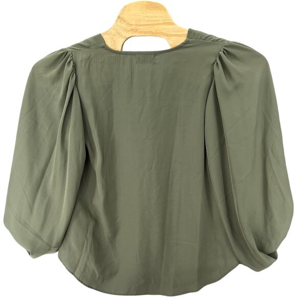 Adrienne Olive Balloon Sleeve Blouse โ Size Small - Picture 2 of 4